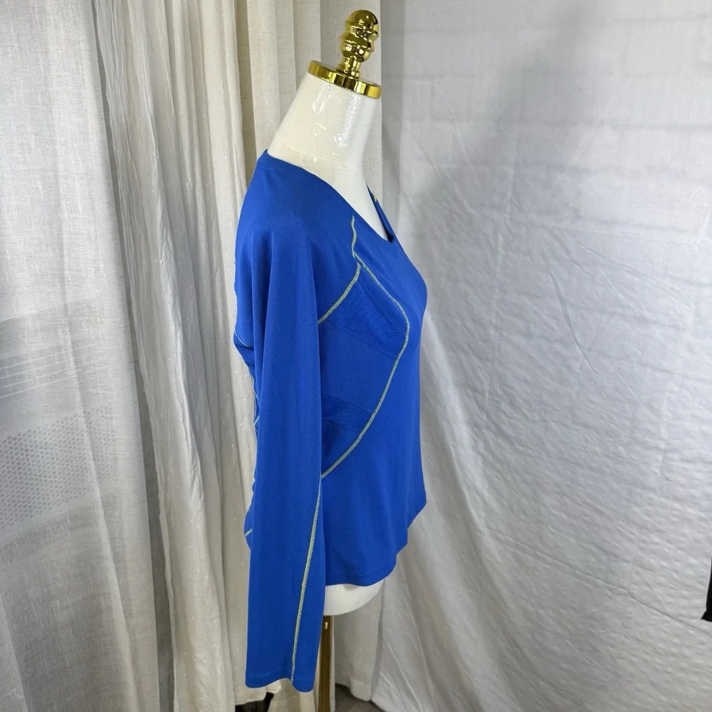 Fila Sport Women's Long Sleeve Running Shirt‎ Medium Blue Yellow Activewear